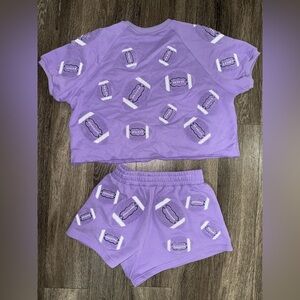 Queen of Sparkles Fuzzy Football Set M top and XS short
